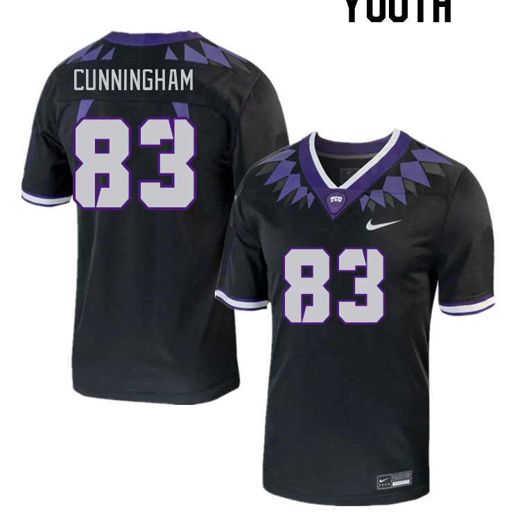Youth #83 Keagan Cunningham TCU Horned Frogs 2023 College Footbal Jerseys Stitched-Black - Click Image to Close